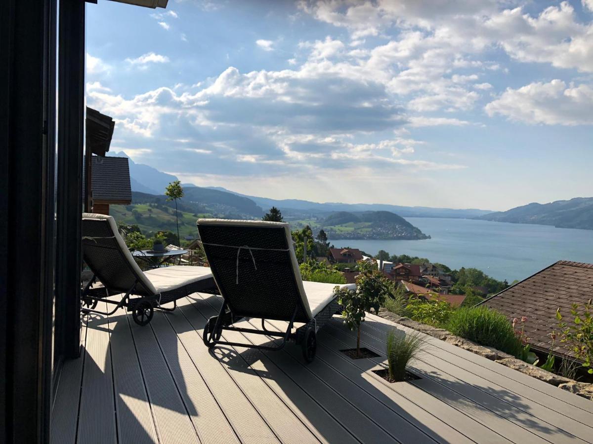 Moderne Unterkunft Mit Panoramablick Auf Thunersee Krattigen Ngoại thất bức ảnh